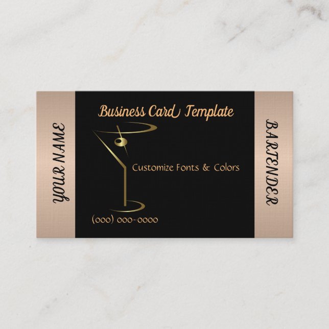 Cartão De Visita Logotipo do Barman Martini Cocktail  (Frente)