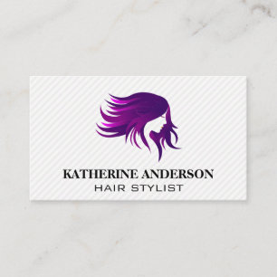 Cartão De Visita Logotipo do cabelo folheado roxo