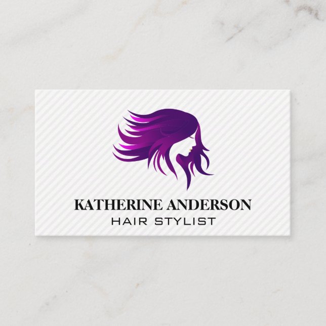 Cartão De Visita Logotipo do cabelo folheado roxo (Frente)