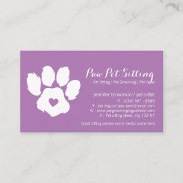 Cartão De Visita Logotipo do Cão Roxo Coração Pata