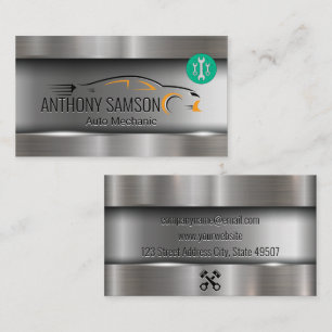 Cartão De Visita Logotipo do carro   Logotipo Wrench   Metais