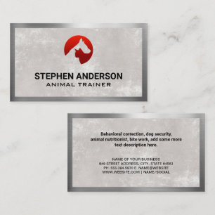Cartão De Visita Logotipo do Cat Dog   Fronteira Metálica