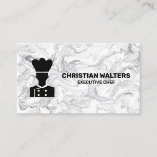 Cartão De Visita Logotipo do Chef Fundo Marble