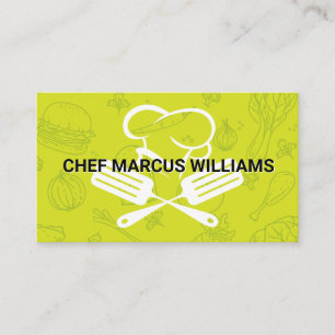 Cartão De Visita Logotipo do Chef   Padrão de Comida