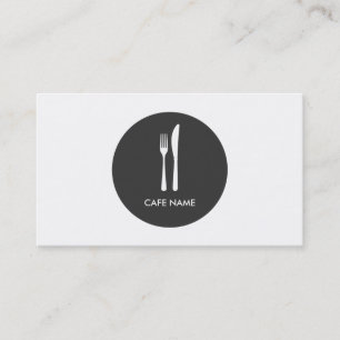 Cartão De Visita Logotipo do círculo de garfo e faca minimalista