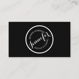 Cartão De Visita Logotipo do Círculo de Vintagem Preto e Branco