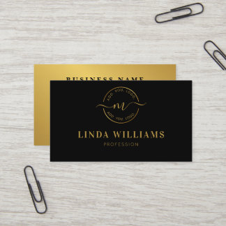 Cartão De Visita Logotipo do círculo Dourado Luxo Profissional de M