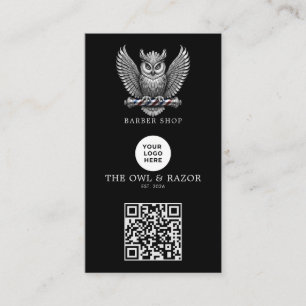 Cartão De Visita Logotipo do Código Qr da Loja de Cabeleireiro da C
