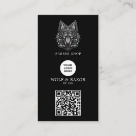 Cartão De Visita Logotipo do Código Qr da Moderna Barbearia Silver