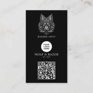 Cartão De Visita Logotipo do Código Qr da Moderna Barbearia Silver 