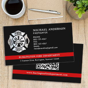 Cartão De Visita Logotipo do Código QR do Corpo de Bombeiros Person