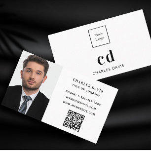 Cartão De Visita Logotipo do código Qr para fotografia com iniciai