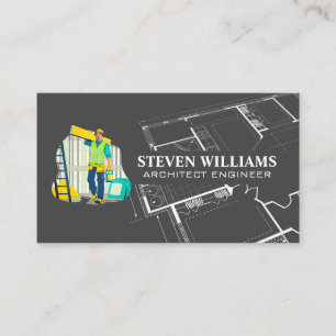 Cartão De Visita Logotipo do Construtor de Obras Planta