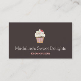 Cartão De Visita Logotipo do cupcake Padaria de pastelaria Chef Cat