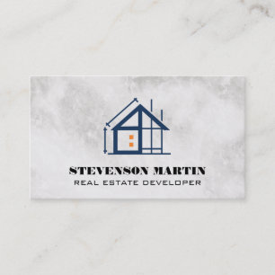 Cartão De Visita Logotipo do Desenvolvedor Home Blueprint
