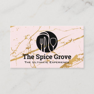 Cartão De Visita Logotipo do dinnerware   Mármore rosa Dourado   Re
