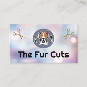 Cartão De Visita Logotipo do Doggy Groomer   Tesoura   Boke