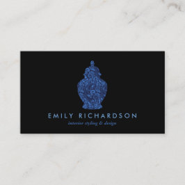 Cartão De Visita Logotipo do Ginger Jar Pottery Designer Black/Blue