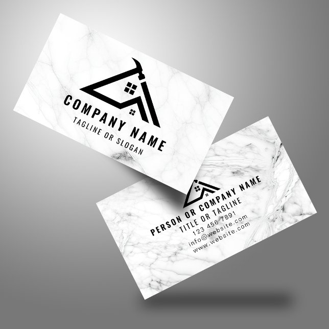Cartão De Visita Logotipo do Handyman Profissional Marble Stone Con (Criador carregado)