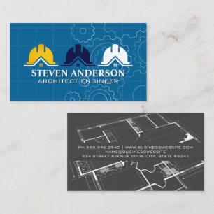Cartão De Visita Logotipo do Hard Hat Builder Projeto Imóveis