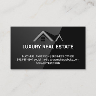 Cartão De Visita Logotipo do Home Roof Imobiliário De Preto Sono