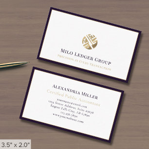 Cartão De Visita Logotipo do luxo Borda púrpura escura