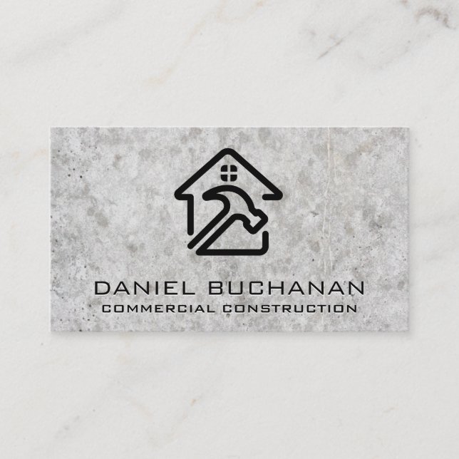 Cartão De Visita Logotipo do martelo doméstico | Concrete | Constru (Frente)