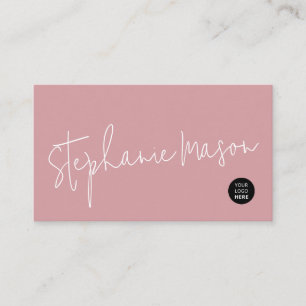 Cartão De Visita Logotipo do Modelo Minimalista Simples Pó Rosa