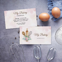 Cartão De Visita Logotipo do pino rolante da padaria