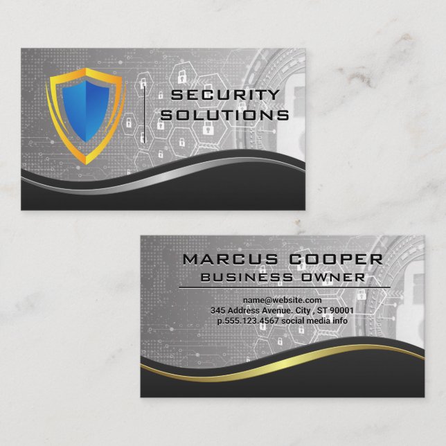 Cartão De Visita Logotipo do Security Shield | Segurança cibernétic (Frente/Verso)