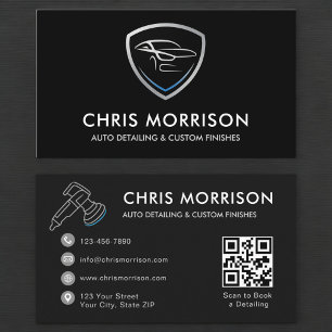 Cartão De Visita Logotipo do Service Shield do Código QR detalhado
