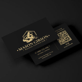Cartão De Visita Logotipo do Soldador Moderno Prestador de Serviços