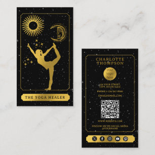 Cartão De Visita Logotipo do Tarot Celestial Ioga Curador Preto Dou