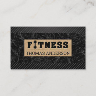 Cartão De Visita Logotipo do tipo Fitness Barbell Carbono Preto