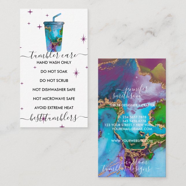 Cartão De Visita Logótipo do Tumbler Care com textura (Frente/Verso)