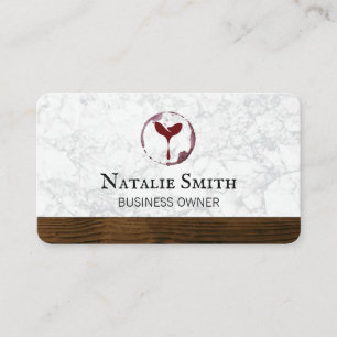 Cartão De Visita Logotipo do vinho Marble Wood