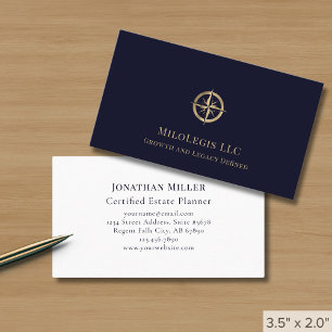 Cartão De Visita Logotipo Dourado azul de Marinho profissional