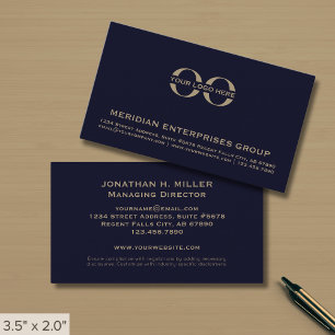 Cartão De Visita Logotipo Dourado azul escuro