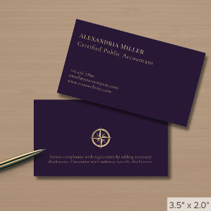 Cartão De Visita Logotipo Dourado Compass dos Serviços de Contabili