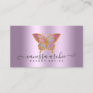 Cartão De Visita Logotipo Dourado da borboleta de folhas de alumín
