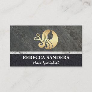 Cartão De Visita Logotipo Dourado da tesoura de cabelo