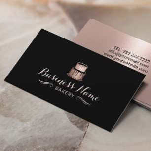 Cartão De Visita Logotipo Dourado de Bolo de rosa
