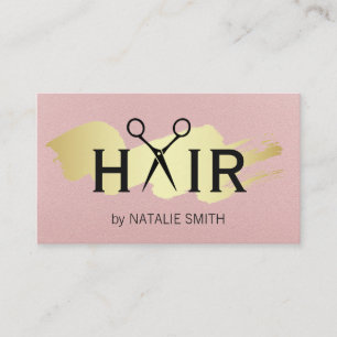 Cartão De Visita Logotipo Dourado de cabelo escovado Textura rosa
