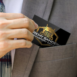 Cartão De Visita Logotipo Dourado de caminhão metálico | Espuma neg