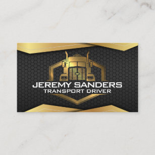 Cartão De Visita Logotipo Dourado de caminhão metálico   Geométrico