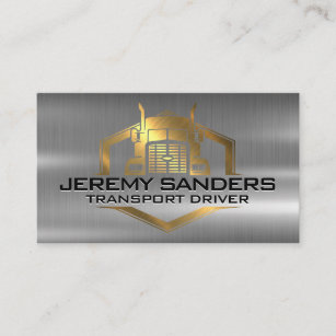 Cartão De Visita Logotipo Dourado de caminhão metálico   Industrial