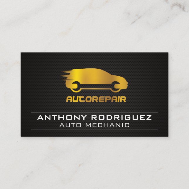 Cartão De Visita Logotipo Dourado de reparo automático (Frente)