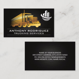 Cartão De Visita Logotipo Dourado do caminhão   Logotipo global co