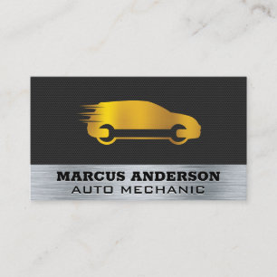 Cartão De Visita Logotipo Dourado do carro de reparação automáti