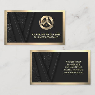 Cartão De Visita Logotipo Dourado do imóvel metálico Padrão de